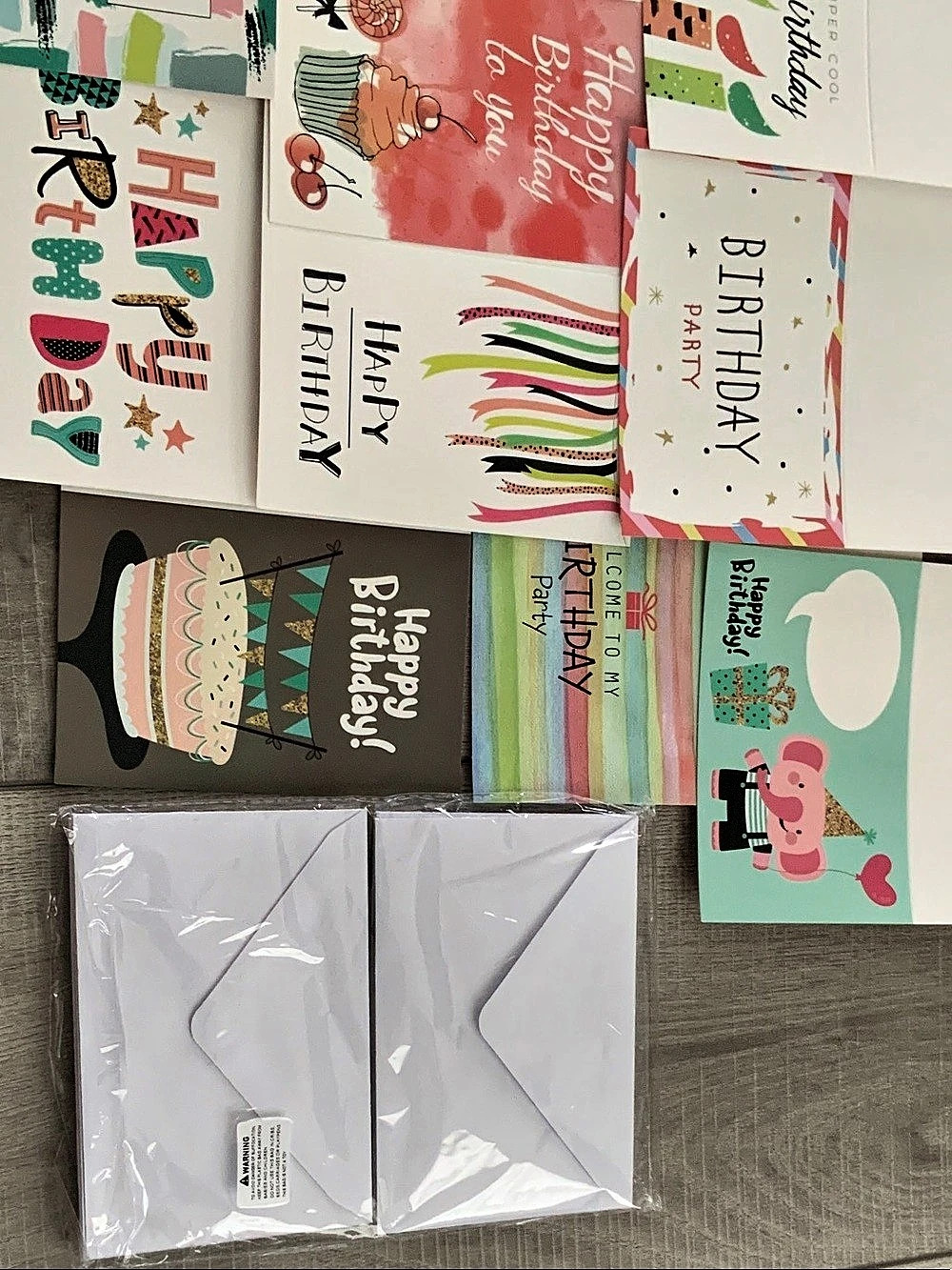 Birthday Cards & Envelopes Multicolor & White NWT